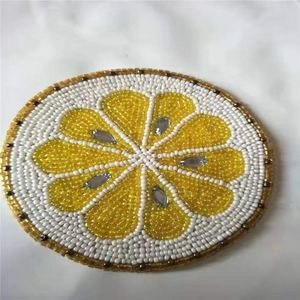 Unique Embroidery <b>Beaded</b> Fabric <b>Coaster</b> Classic Style Custom Diameter Custom Thickness Eco-Friendly High Durable Home Hotel - Product Image 6