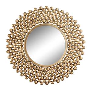 Miroir mural rond en or de luxe, cadre décoratif perlé, art mural moderne, décoration intérieure élégante pour salon et chambre à coucher - Product Image 5