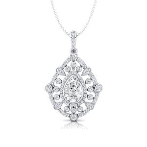 Pendentif solitaire en or massif 14K 18K avec diamant de laboratoire taille poire de 2 carats et halo de diamants d'appoint, certifié IGI, bijoux fins pour femmes - Product Image 2