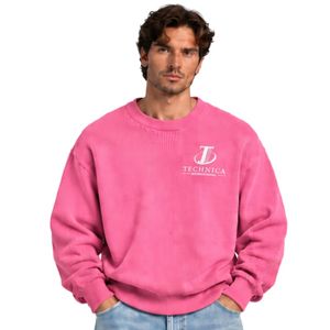 Bright <b>Pink</b> <b>Mens</b> Oversized Crewneck Sweatshirt Long Sleeve Casual Pullover Loose Fit Streetwear Winter Fashion Cotton <b>Jumper</b> Top - Product Image 1