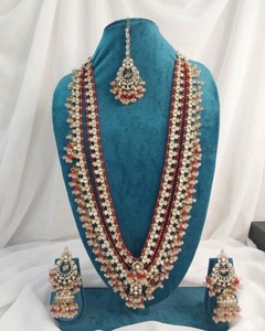 Parure de mariée indienne de luxe faite à la main, collier long à deux couches RaniHaar en zircon et Kundan plaqué or antique, ethnique, pour femme, idéal pour les fêtes - Product Image 1