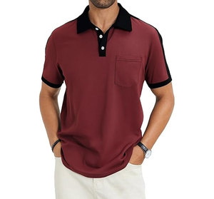 Men's Casual for Shirts Short Sleeve <b>Classic</b> Button Shirt Anti-Wrinkle Knitted Cotton Golf Tops with Pocket - Product Image 2
