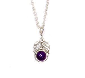Vintage 925 Sterling Silver <b>Amethyst</b> <b>Pendant</b> Necklace with Bezel Setting Unisex Everyday Wear Jewelry - Product Image 2