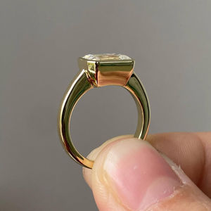 IGI Certified 2.50 Carat East West Emerald Cut Lab Grown Diamond Bezel <b>Set</b> Engagement <b>Ring</b> 14K <b>Gold</b> <b>ring</b> - Product Image 2