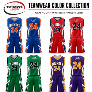 ชุดบาสเก็ตบอล OEM แบบกำหนดเอง รุ่น Thunder แห้งเร็ว พร้อมเสื้อและกางเกงขาสั้นแบบ Sublimated สำหรับทีมมืออาชีพ - Product Image 4