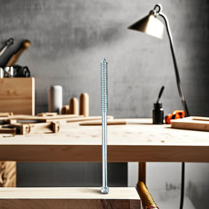 Vis à bois à double extrémité à tête fendue, acier au carbone zingué, classe 4.8 6.8, filetage partiel, métrique et impérial, modèle 15 PDC, marque DIN - Product Image 1