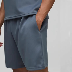 Top Quality Mens Steel Blue T Shirt Shorts Set Summer Casual Two Piece Outfit Solid Color Oversized Fit Short Sleeve Top Matchin - Product Image 6