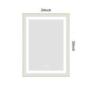 Specchio da Bagno a LED da Parete 24 x 30 Pollici con Cornice in Alluminio, Retroilluminazione e Illuminazione Frontale, Anti-Appannamento, Memoria, 3 Funzioni Specchio Vanity - Product Image 5