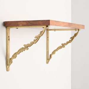 Support d'étagère en laiton à motif géométrique, support d'angle triangulaire de luxe pour étagères murales décoratives pour la maison et l'hôtel - Product Image 1