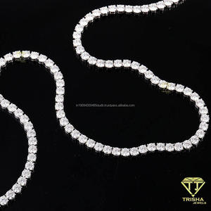 Luxury 2mm DEF VVS Moissanite Tennis Necklace 925 Sterling Silver Custom <b>Iced</b> <b>Out</b> Diamond <b>Chain</b> By Trisha Jewels - Product Image 2