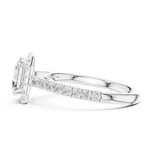 Anillo de lujo de oro blanco de 14 quilates con diamante de laboratorio talla Asscher y banda pavé, certificado GRA, ideal para fiestas, para mujeres y niñas. - Product Image 2
