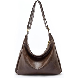 Women’s <b>Slouchy</b> PU Leather Shoulder <b>Bag</b>, Foldable Crossbody <b>Hobo</b> Purse, Soft Casual Handbag for Everyday and Travel - Product Image 1