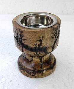 Brûleur d'encens en bois fait main avec couvercle et support en métal, diffuseur aromatique pour la décoration de la maison, Ramadan, Eid, parfum pour hôtel, restaurant - Product Image 2