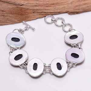 Bracelet en pierre de grès bleue, ton argenté, fermoir à bascule bohème, bijoux faits à la main en argent sterling, cadeau pour femme - Product Image 4