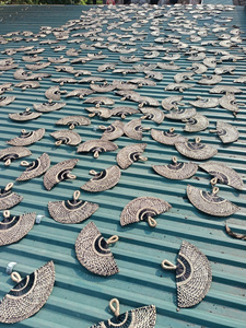 Abanico de Hoja de Palma y Bambú Hecho a Mano, Ecológico, Colorido, Recuerdo de Boda Vintage - Product Image 4