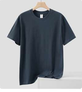 T-shirts d'été décontractés en coton uni de haute qualité pour hommes, grandes tailles, logo personnalisé sur le devant, tissu 230g, coupe oversize – Vente en gros - Product Image 3