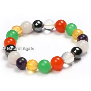 Bracelet en cristal unisexe de meilleur créateur Bracelets en perles de pierres précieuses multicolores Prix de gros Pierre principale en agate pour cadeau - Product Image 1