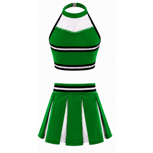 Ensemble d'uniformes de cheerleading vert personnalisé : Jupe plissée, crop top, tenue de performance d'équipe, compétition de danse, vêtements de sport athlétiques - Product Image 2