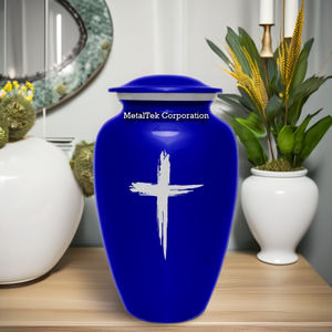 ที่ใส่เถ้ากระดูกสำหรับผู้ชายผู้หญิงที่เป็นของที่ระลึกทำจากโลหะอลูมิเนียมสีน้ำเงินคลาสสิกแบบอเมริกัน - Product Image 1