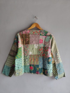 Quilted <b>Patchwork</b> <b>Jacket</b> Women's Mandarin Collar Full Sleeve Cotton Spring Style Regular Length Printed Design gift for her - Product Image 6