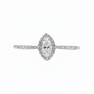 Bague de fiançailles en diamant taille brillant, or massif 18 carats plaqué rhodium, sertissage à griffes, certifiée IGI, bijoux fins classiques unisexes - Product Image 1