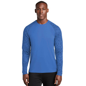 Wholesale Men's Long Sleeve Raglan Performance Shirt Solid Green Quick Dry Polyester UPF 50 Fishing Wear - Product Image 4