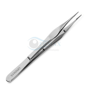 OPHMAX Conjunctival Fixation Forceps 12 Oblique 0.80mm Teeth Tying <b>Platform</b> Manual Stainless Steel Hospital Use Eye Surgical - Product Image 2