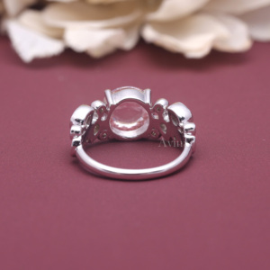 Bague halo florale en diamant rose cultivé en laboratoire certifié IGI avec diamants marquise, poire et ronds en argent sterling 925 massif - Product Image 4