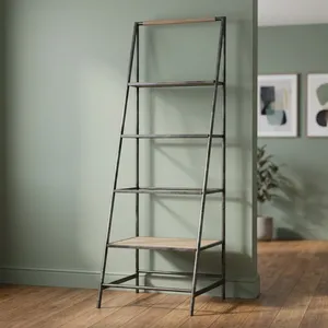 Étagère pliante moderne avec structure métallique et étagères en bois, organisateur de rangement autoportant en forme d'échelle pour salon, chambre et décoration intérieure - Product Image 4