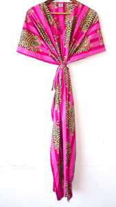 Kaftan rose imprimé tigre en coton, taille unique, sexy, pour femme, robe de nuit, vente en gros, nouveau modèle - Product Image 3