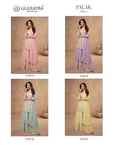 คอลเลคชั่นพิเศษสำหรับวันอีด ชุดชิโนนพร้อมชุดปักลายพร้อมกางเกงพลลาโซ-คุร์ตาและผ้าคลุมไหล่ ราคาขายส่งจากซัพพลายเออร์อินเดีย - Product Image 4