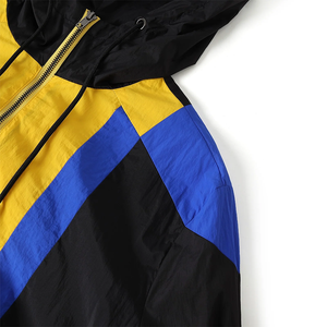 custom <b>jacket</b> Retro Color Block Windbreaker Anorak Pullover Black Yellow Royal Blue Hooded Quarter Zip <b>Plus</b> <b>Size</b> <b>Waterproof</b> - Product Image 4