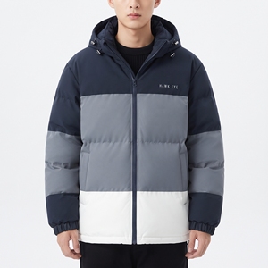 Veste matelassée à capuche pour homme Hawk Eye, couleur contrastée, épaisse, pour l'hiver, fermeture éclair intégrale, vêtement d'extérieur décontracté - Product Image 6