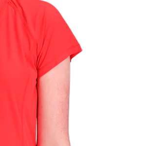 <b>Red</b> V-Neck Short Sleeve T-Shirt for Women Jersey Anti-Pilling Quick Dry Cotton Casual Style Logo Front Solid Color Adult Size - Product Image 2