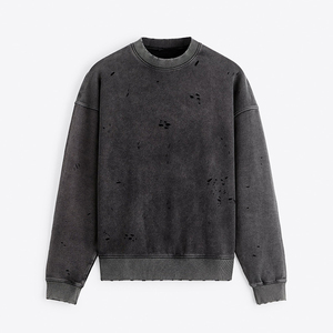 Sweat-shirt unisexe personnalisé 100 % coton épais délavé à l'acide, coupe oversize, doublé, épaules tombantes, col rond, style streetwear vieilli - Product Image 4