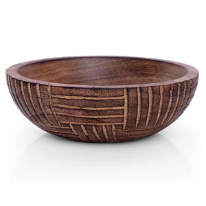 Juego de 2 cuencos grandes de madera de mango para servir alimentos seguros para entretener en caja de exhibición de frutas para decoración de encimera de café - Product Image 6