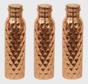 ขวดน้ำทองแดงลายตอกแบบพกพาพร้อมฝาปิด - Product Image 6