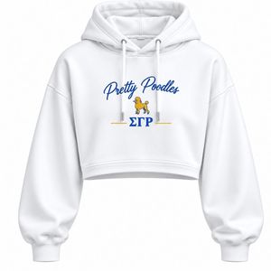 Sudadera con Capucha Corta para Mujer Sigma Gamma Rho, Sudadera con Capucha Blanca con Gráfico de Poodle SGRho, Ropa de Moda para Hermandades Griegas - Product Image 1