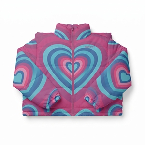 Women's Heart Print Waist <b>Belt</b> Puffer Jacket Hooded Quilted Winter Warm Sublimation Design Warm Padded Outdoor Fashion Casual - Product Image 4