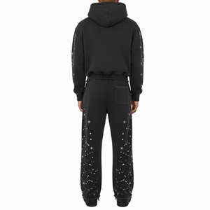 Survêtements d'hiver personnalisés en gros, écologiques, avec strass, 100 % coton, pour hommes - Product Image 2