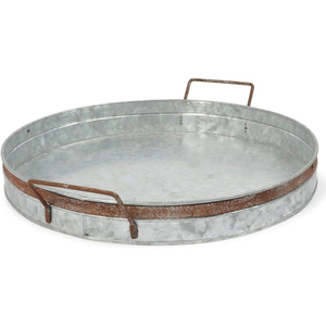 Bandeja de Servir de Metal Galvanizado con Asas de Madera, Estilo Rústico, Plato Ovalado de Hierro para Decoración del Hogar a Precio Económico - Product Image 2