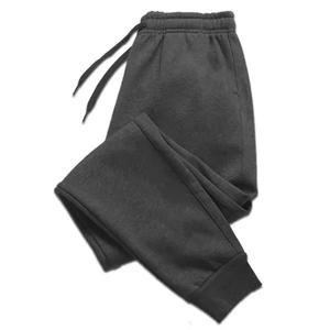 Pantalon de jogging en molleton épais avec poches zippées pour homme, noir et gris, 100% coton, pantalon chaud pour homme - Product Image 4