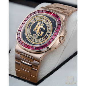 Reloj Mecánico KG Square para Hombre, Oro Rosa, Caja Ovalada de Lujo, Correa de Acero Inoxidable de 20 mm, Bisel de Rubí Analógico - Product Image 2