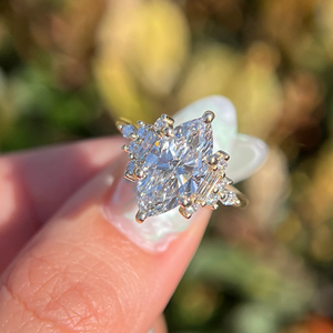 Women's Marquise Diamond Engagement <b>Ring</b> Prong Setting 3.45Carat Lab-Grown Wedding 14k Eternity Vermeil Party Anniversary Gift - Product Image 2