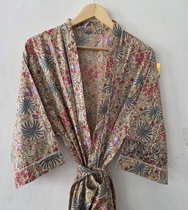 ชุดคลุมกิโมโนแขนยาวผ้าฝ้ายถักลายพิมพ์สวยงาม พรีเมียม ระบายอากาศได้ดี นุ่มสบาย เหมาะสำหรับใส่พักผ่อนในฤดูร้อน - Product Image 2