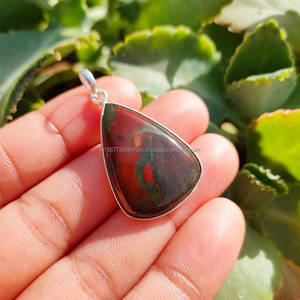 จี้เงินแท้ 925 ประดับพลอยบลัดสโตน ทำด้วยมือ ชุบทองและโรเดียม สำหรับสร้อยคอ - Product Image 3