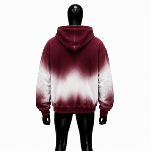 Sudadera con capucha y cremallera completa, degradado marrón y blanco, estilo urbano oversize, unisex, premium, efecto desgastado, vintage - Product Image 2