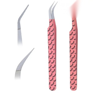 Pince à cils Ryzer Studio en acier inoxydable, pointe de précision lisse, 10 mm, manche rose, outil d'extension de cils - Product Image 5