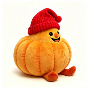 Almohada de calabaza suave personalizada, Peluche de calabaza con cara sonriente y boca abierta bordada, Peluche acogedor con temática de otoño/invierno - Product Image 3