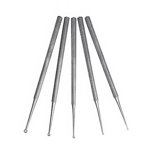 Curettes Buck Ear 6,5 pouces, pointues et à bout arrondi, droites et courbées, instruments chirurgicaux ORL en acier inoxydable, pour cire d'oreille de précision - Product Image 3